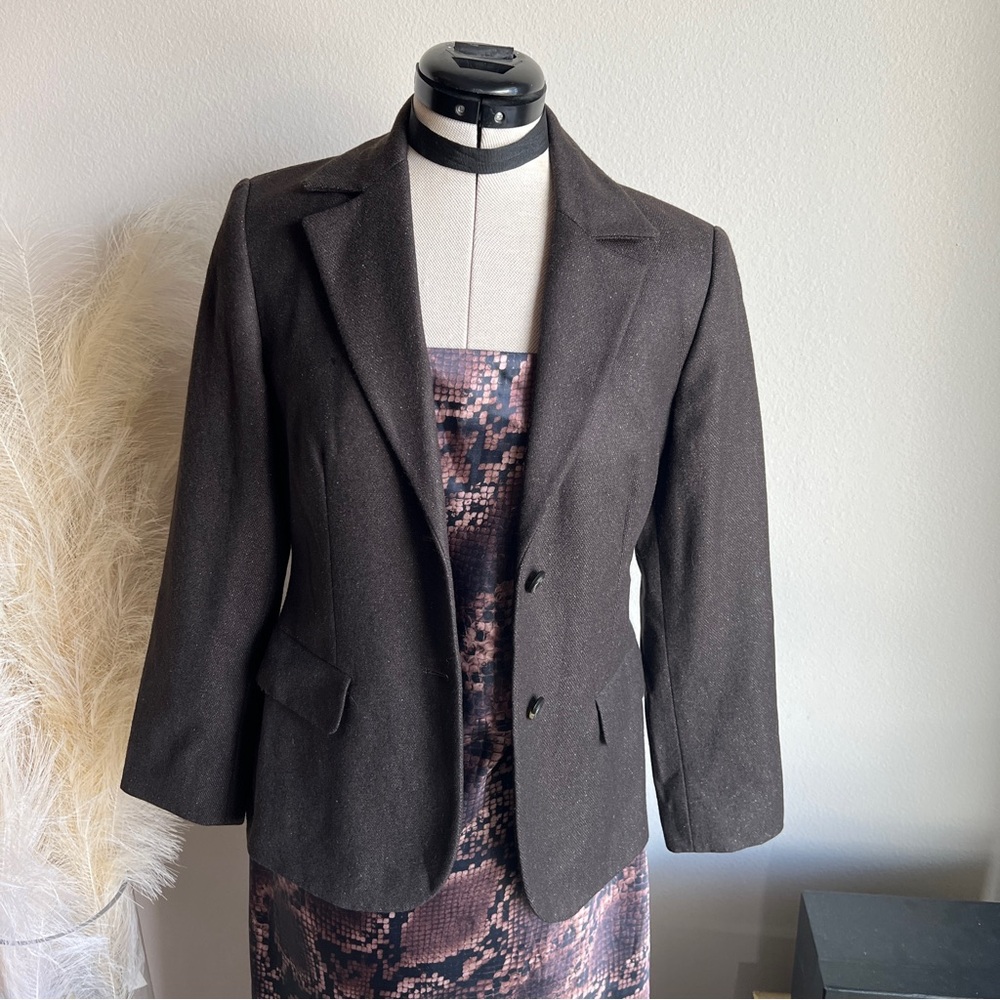 SISLEY brown tweed belted tailored blazer - Picture 7 of 13